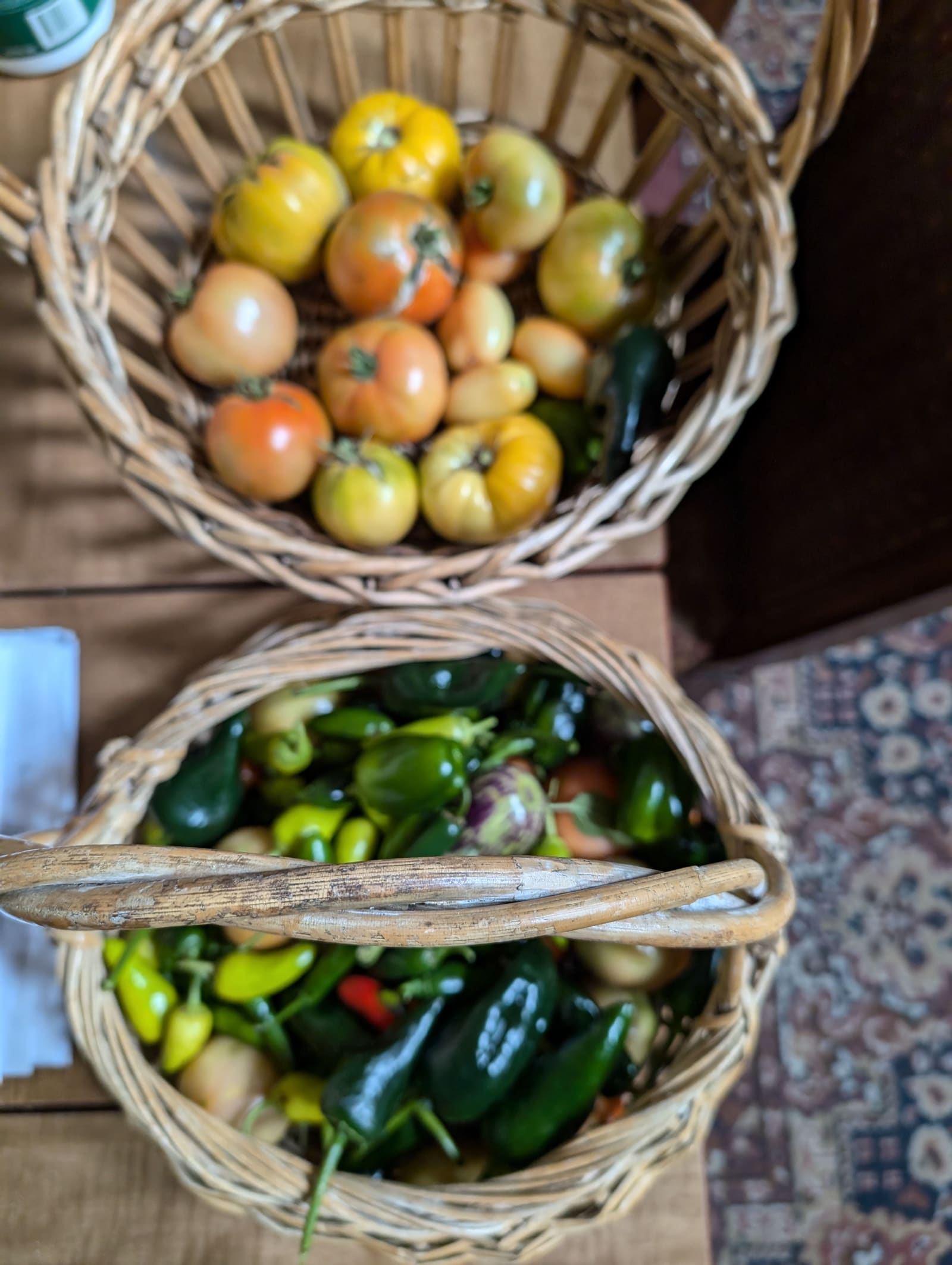The week's harvest arranged on the table. November 2024.