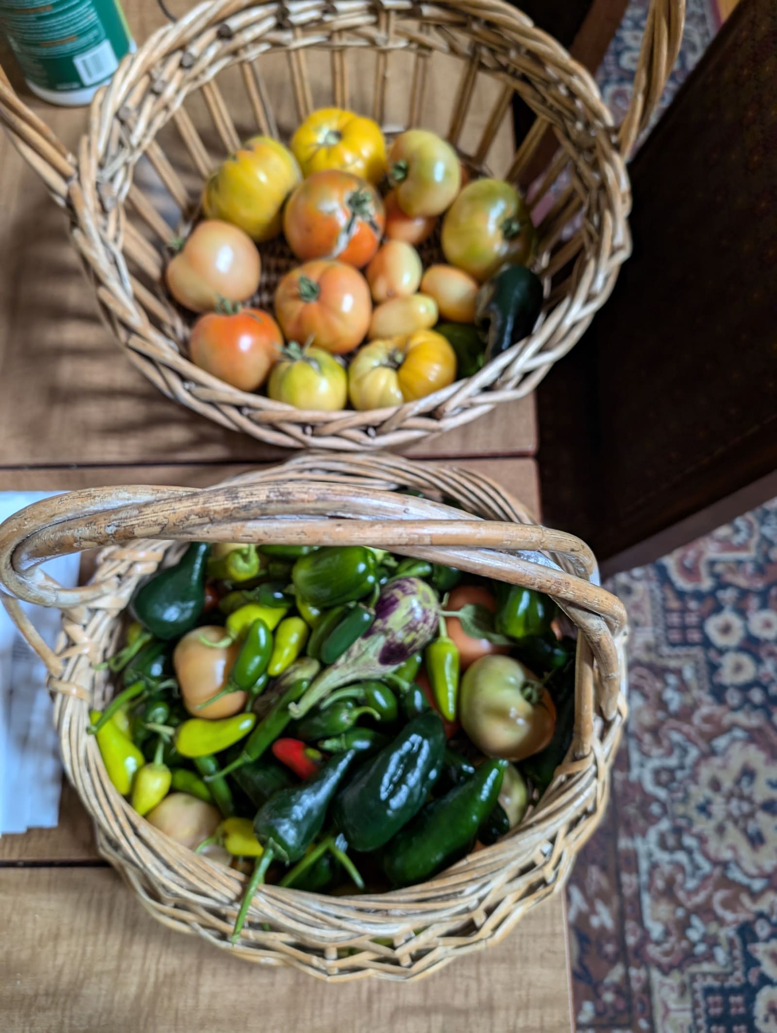 The week's harvest arranged on the table. November 2024.